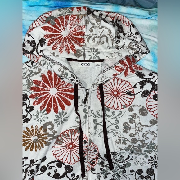 Cato’s Floral Zip Up Hooded Jacket •Size XL - Picture 2 of 5